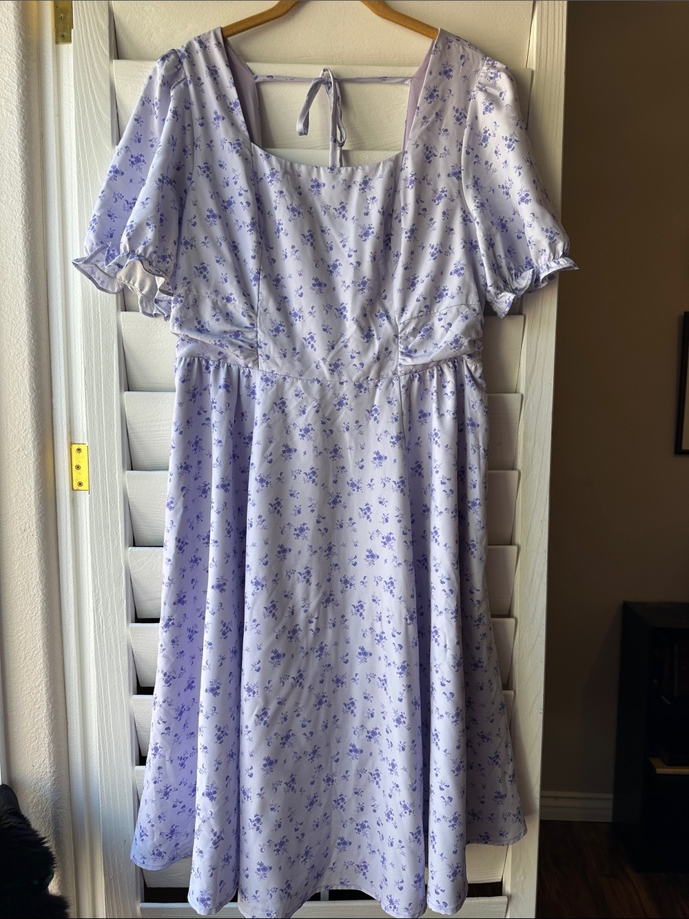 Belle Poque Floral Smocked Vintage Purple Pinup Dress Large